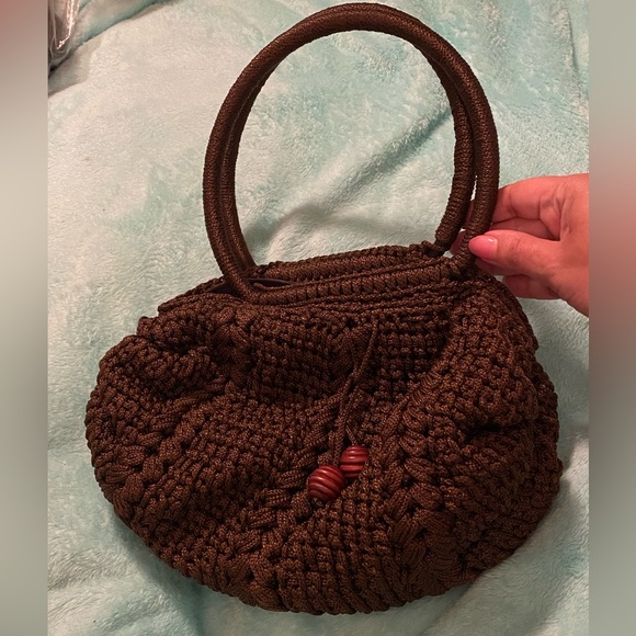 Unbranded Hand Made in Ecuador Crochet Brown Bag. NWOT Zip Closure. - Picture 6 of 12
